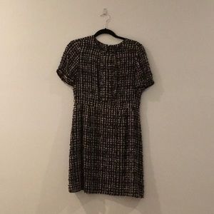 J Crew Silk and Cotton Dress Size 8 Black Multi Pin Dot